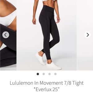 Lululemon In Movement 7/8 Tight *Everlux 25"